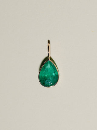 Money Bags Emerald Pear Cut Charm in 14k Yellow Gold