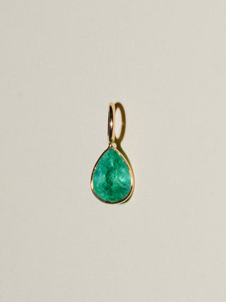 Golf Green Emerald Teardrop Cut Charm in 14k Yellow Gold