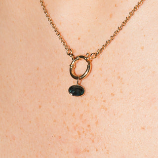 Blue Coral Sapphire Oval Cut Charm in Yellow 14k Gold