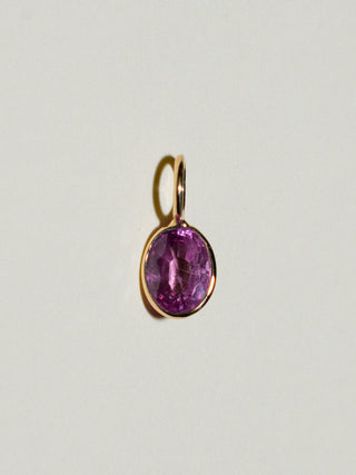 Bailar Pink Sapphire Oval Cut Charm in Yellow 14k Gold