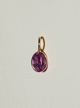 Bailar Pink Sapphire Oval Cut Charm in Yellow 14k Gold