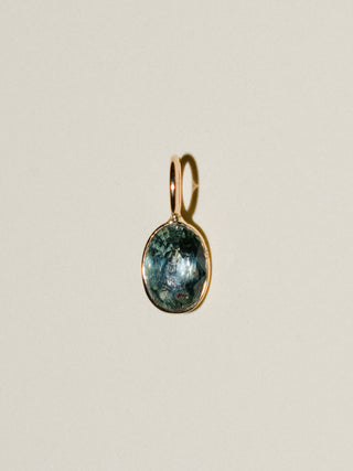 Eden Green Sapphire Oval Cut Charm in 14k Yellow Gold
