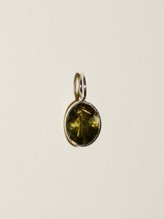 Money Tree Green Tourmaline Oval Cut Charm in White 14k Gold