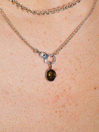 Money Tree Green Tourmaline Oval Cut Charm in White 14k Gold