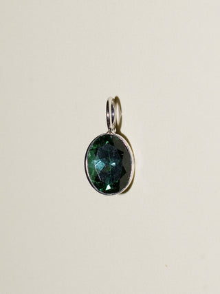 Swampy Green Tourmaline Oval Cut Charm in White 14k Gold