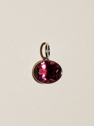 Princessa Tourmaline East West Oval Cut Charm in 14k White Gold