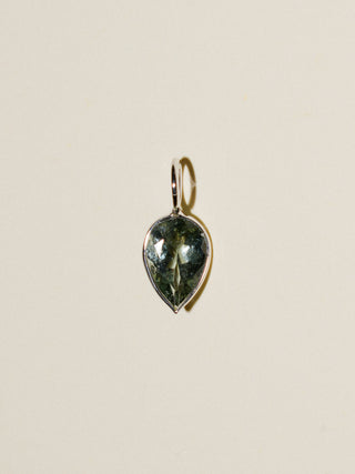 Maiden Green Tourmaline Inverted Pear Cut Charm in White 14k Gold