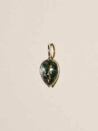 Maiden Green Tourmaline Inverted Pear Cut Charm in White 14k Gold