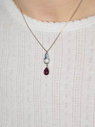 Yearning Pink Tourmaline Teardrop Cut Charm in White 14k Gold