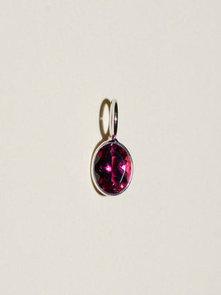 Flutter Pink Tourmaline Oval Cut Charm in White 14k Gold