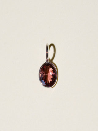 Forever Pink Tourmaline Oval Cut Charm in White 14k Gold