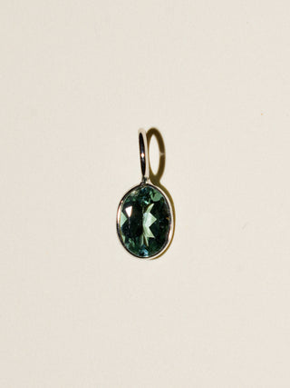 Lagoon Tourmaline Oval Cut Charm in 14k White Gold