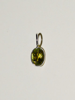 Judy Green Tourmaline Oval Cut Charm in White 14k Gold