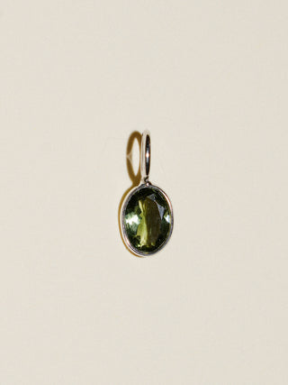 Peapod Green Tourmaline Oval Cut Charm in White 14k Gold