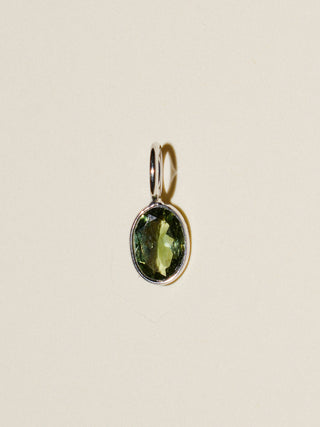 Peapod Green Tourmaline Oval Cut Charm in White 14k Gold