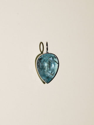 Crushed Aquamarine Inverted Pear Cut Charm in 14k White Gold