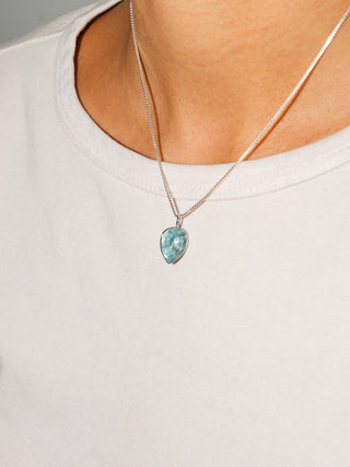 Crushed Aquamarine Inverted Pear Cut Charm in 14k White Gold