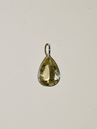 Sunray Heliodor Teardrop Cut Charm in White 14k Gold