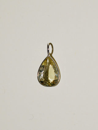 Sunray Heliodor Teardrop Cut Charm in White 14k Gold