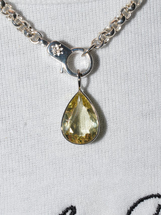 Sunray Heliodor Teardrop Cut Charm in White 14k Gold