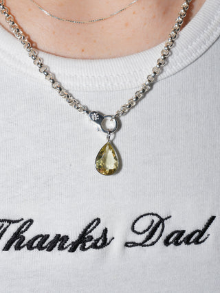 Sunray Heliodor Teardrop Cut Charm in White 14k Gold