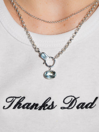 Cold Plunge Aquamarine East West Oval Cut Charm in White 14k Gold