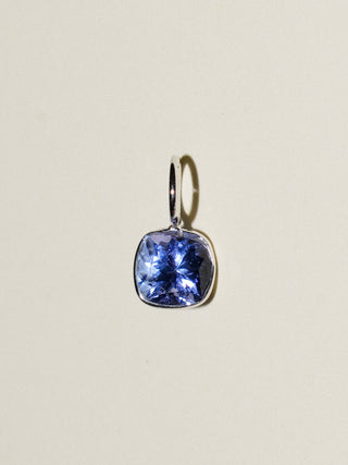 Mardi Gras Tanzanite Cushion Cut Charm in White 14k Gold