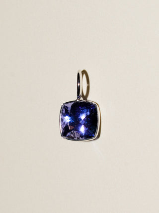 Iris Tanzanite Cushion Cut Charm in 14k White Gold