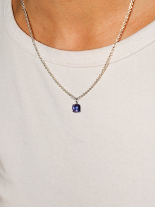 Iris Tanzanite Cushion Cut Charm in 14k White Gold