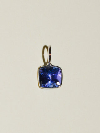 Very Berry Tanzanite Cushion Cut Charm in White 14k Gold