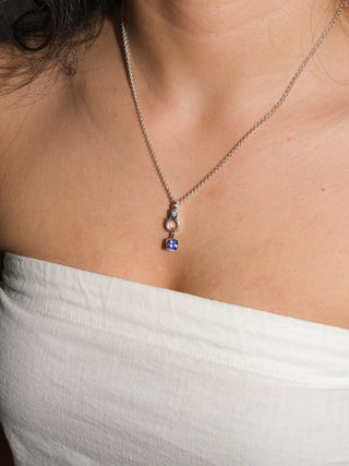 Very Berry Tanzanite Cushion Cut Charm in White 14k Gold