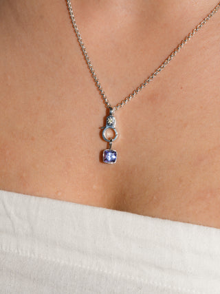 Very Berry Tanzanite Cushion Cut Charm in White 14k Gold