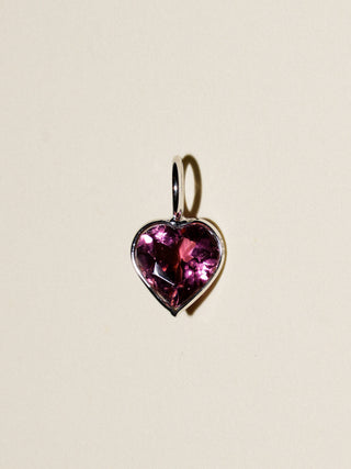 Doting Tourmaline Heart Cut Charm in 14k White Gold