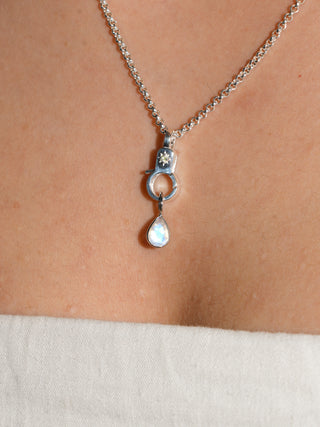 Ursa Moonstone Teardrop Cut Charm in White 14k Gold