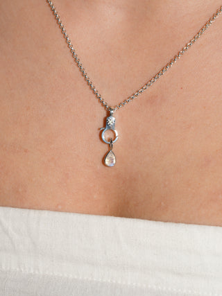 Ursa Moonstone Teardrop Cut Charm in White 14k Gold
