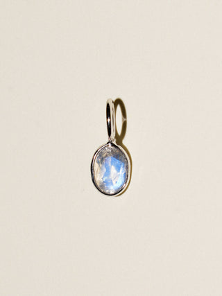 Mystical Moonstone Oval Cut Charm in 14k White Gold
