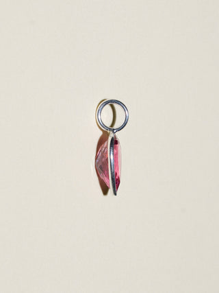 Valentine Pink Tourmaline Inverted Teardrop Cut Charm in Sterling Silver