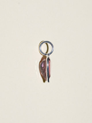 Lucky Pink Tourmaline Inverted Teardrop Cut Charm in Sterling Silver