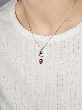 Lucky Pink Tourmaline Inverted Teardrop Cut Charm in Sterling Silver
