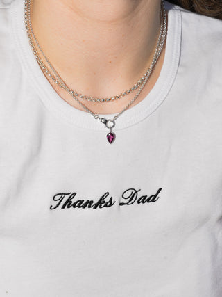 Love Dagger Pink Tourmaline Inverted Pear Cut Charm in Sterling Silver