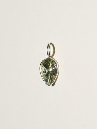 Balmy Green Tourmaline Inverted Pear Cut Charm in Sterling Silver