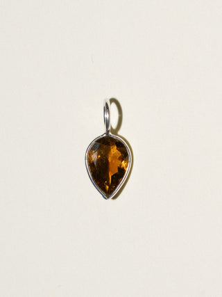 Golden Oak Tourmaline Inverted Pear Cut Charm in Sterling Silver