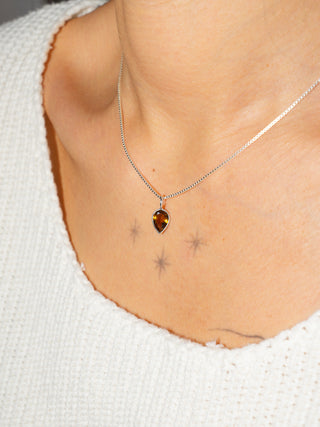 Golden Oak Tourmaline Inverted Pear Cut Charm in Sterling Silver