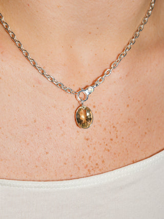 I Beach Heliodor Oval Cut Charm in Sterling Silver