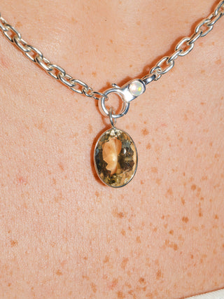 I Beach Heliodor Oval Cut Charm in Sterling Silver