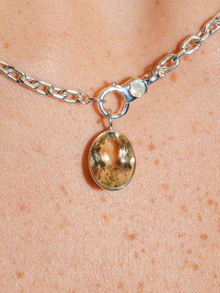 I Beach Heliodor Oval Cut Charm in Sterling Silver