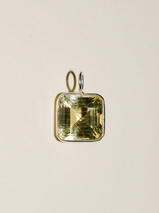 Eccentric Heliodor Square Cut Charm in Sterling Silver