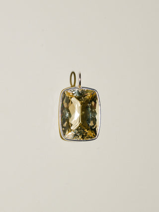 Beachgrass Yellow Heliodor Cushion Cut Charm in Sterling Silver