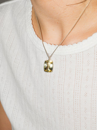 Beachgrass Yellow Heliodor Cushion Cut Charm in Sterling Silver