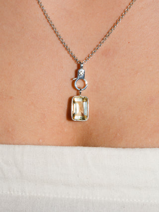 Arizona Man Heliodor Emerald Cut Charm in Sterling Silver